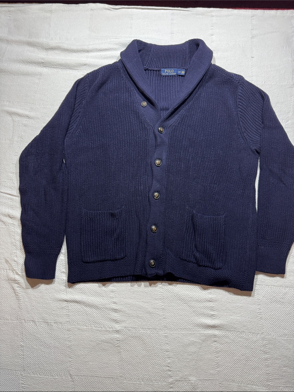 Polo by Ralph Lauren men's Lsrge Deep Navy Shawl-Collar Cardigan